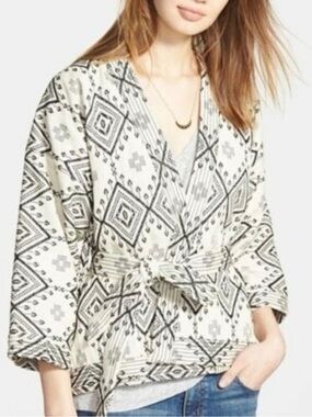 Madewell Cotton Kimono Jacket Geometric